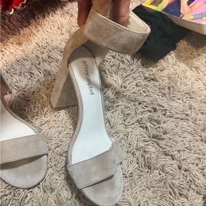 Jeffrey Campbell Beige Suede Block Heel Sandals size 6 women’s